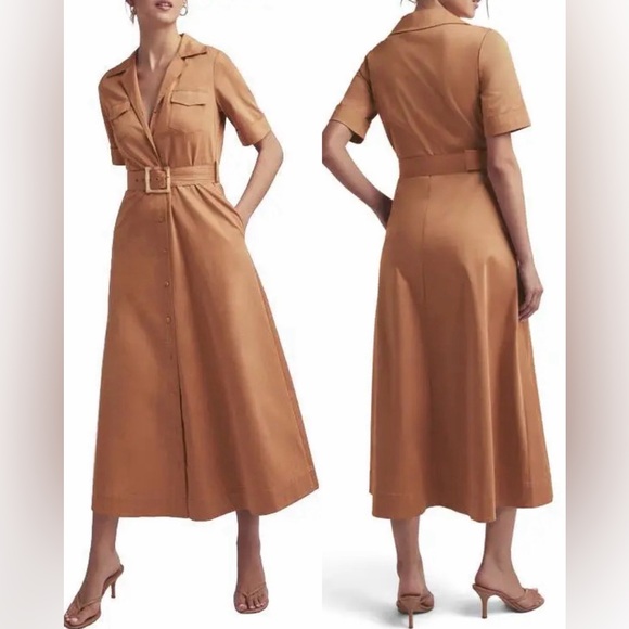 NEW FAVORITE DAUGHTER Expressing Myself Belted A-Line Midi Dress sz L - Picture 1 of 8